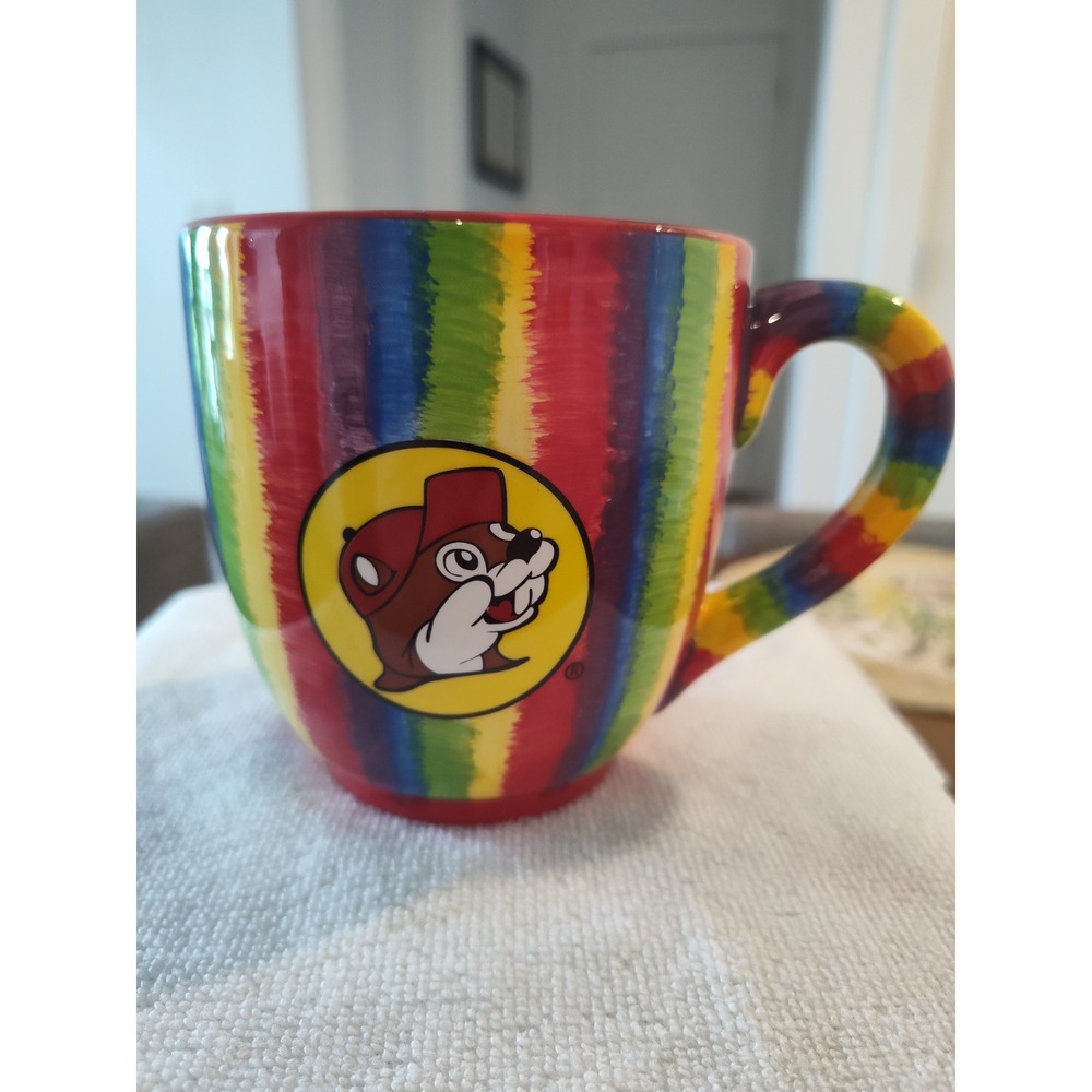 Glory Haus Buc-ee's Rainbow Tie Dye Coffee Mug Peace Love Buc-ee's Ceramic 20oz